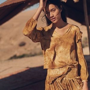 Madewell Tie-Dye Ruffle Shoulder Top-Size Large